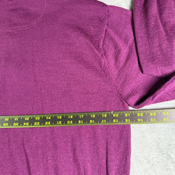 Orvis Mens Large Purple 100% Merino Wool Quarter Zip Pullover Sweater Mock Neck - Picture 8 of 10
